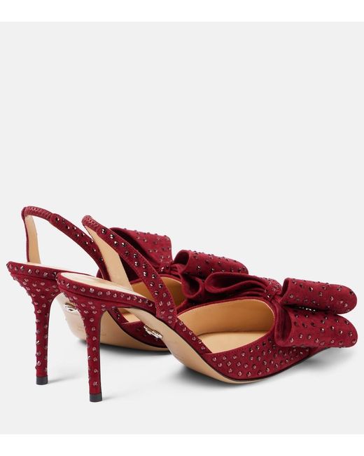 Mach & Mach Red Le Cadeau 85 Suede Slingback Pumps