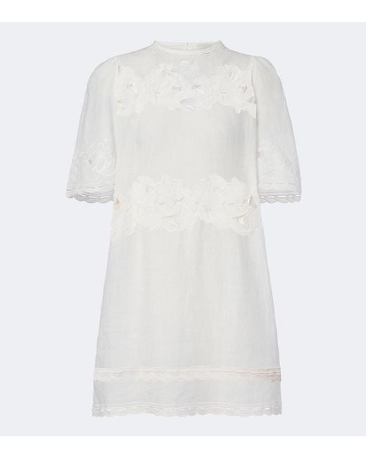 Isabel Marant White Reldine Broderie Anglaise Ramie Minidress