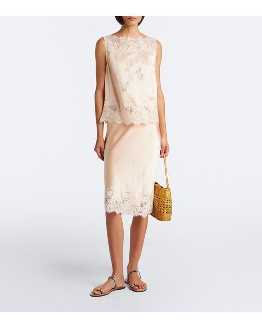 Doen Natural Elowette Lace-Trimmed Silk Satin Slip Skirt