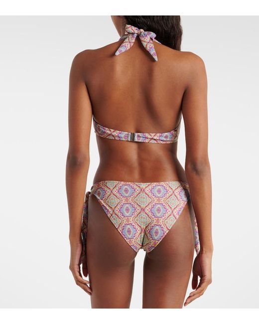 Etro Pink Monogram-Print Halterneck Bikini