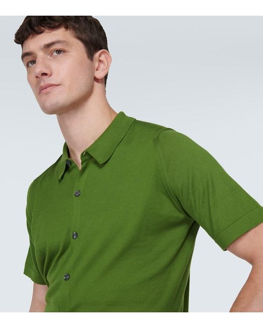 Camicia Folke in cotone di John Smedley in Green da Uomo