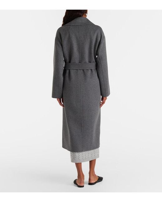 Max Mara Black Hobby Virgin Wool Wrap Coat
