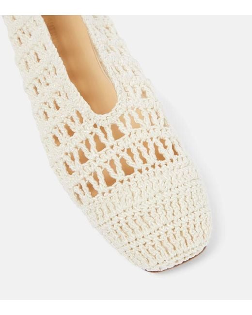 Magda Butrym White Floral-Applique Crochet Ballet Flats