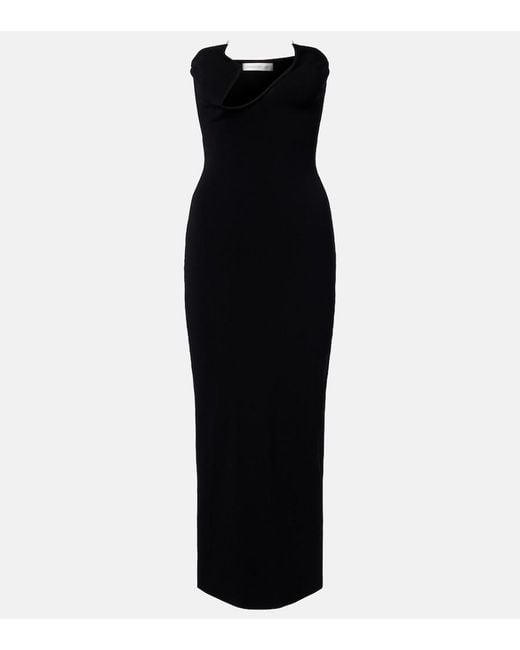 Christopher Esber Black Odessa Embellished Ribbed-Knit Midi Dress