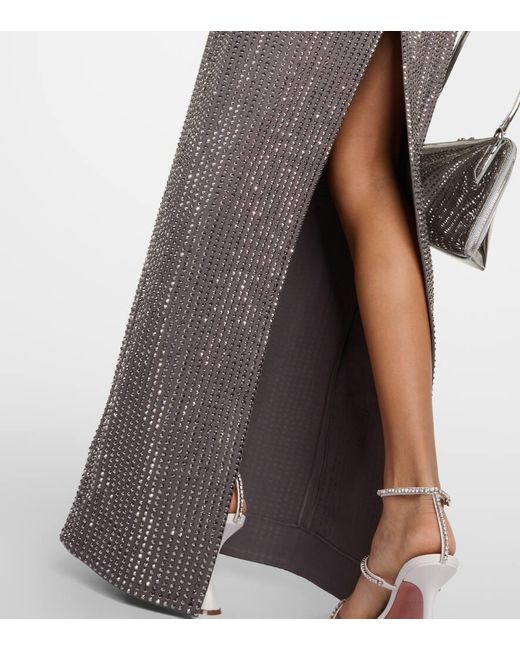 Area Gray Crystal-Embellished Jersey Gown