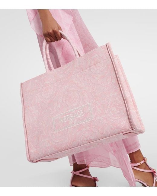 Versace Pink Tote Athena Large Barocco aus Canvas