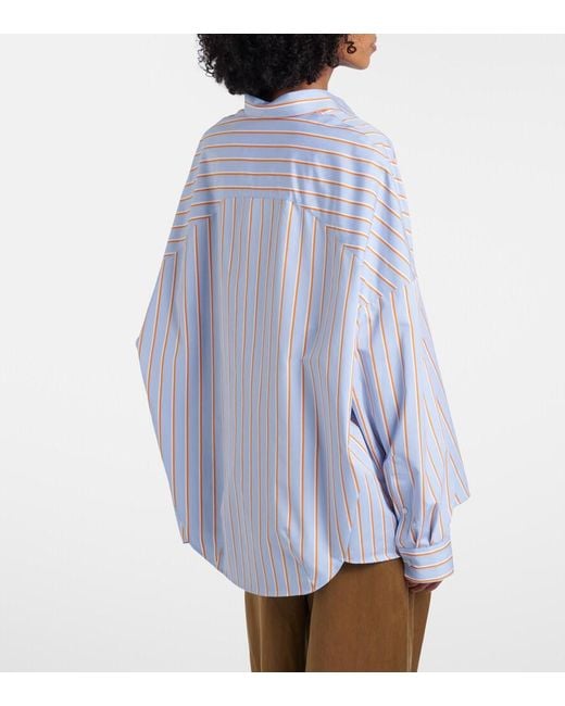 Dries Van Noten Blue Striped Cotton Shirt