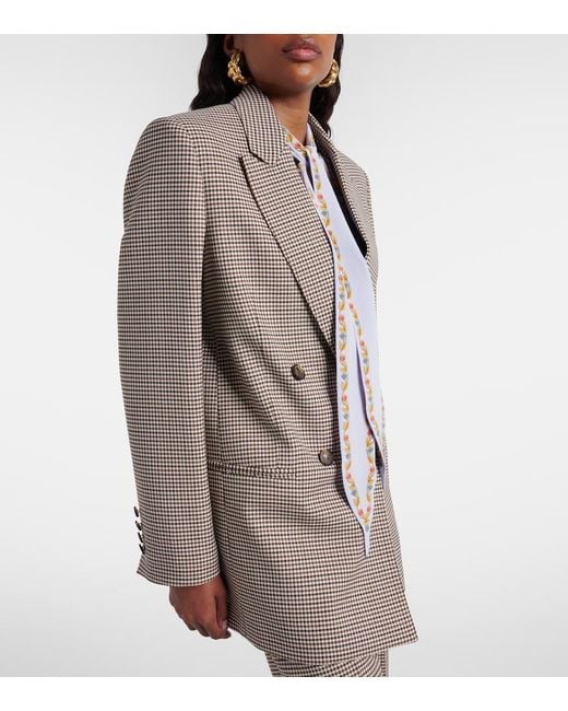 Etro Natural Checked Double-Breasted Wool-Blend Blazer