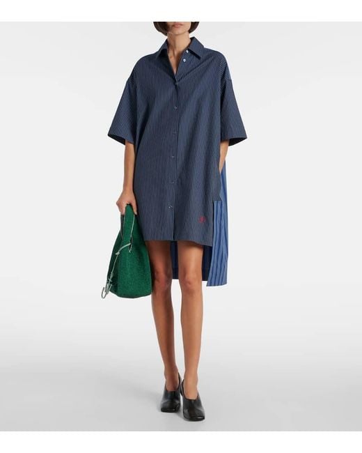 J.W. Anderson Blue Striped Cotton Poplin Shirt Dress