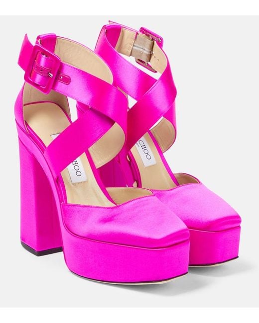 Jimmy Choo Pink Gian 140 Sat Shoes