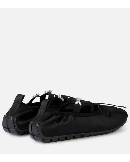 Simone Rocha Black Embellished Grip Ballerina Flats