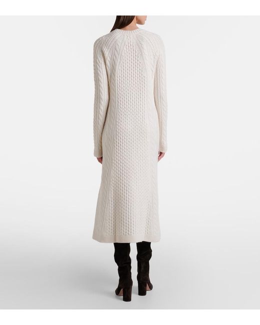 Lisa Yang White Nyla Cable-Knit Cashmere Maxi Dress