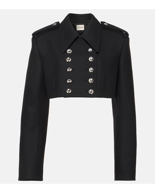 Khaite Black Cropped-Jacke Leara Aus Einem Wollgemisch