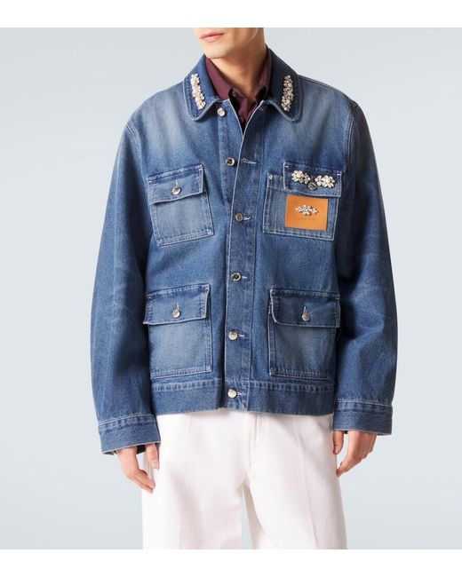 Simone Rocha Blue Embellished Denim Jacket for men