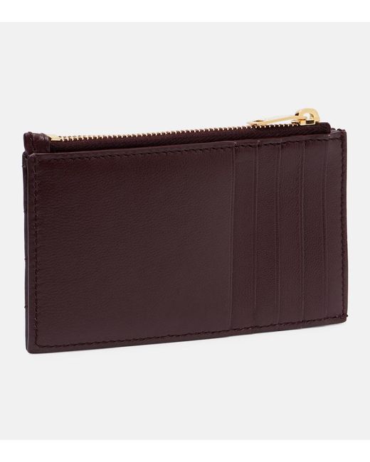 Saint Laurent Brown Cassandre Leather Card Holder