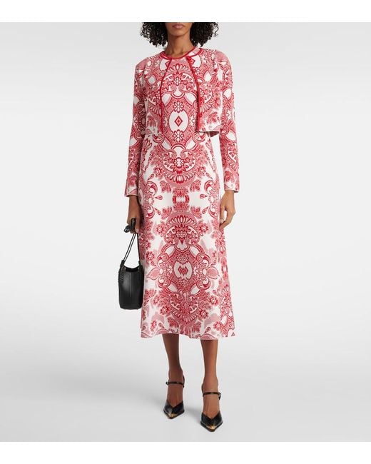Etro Red Jacquard Midi Dress