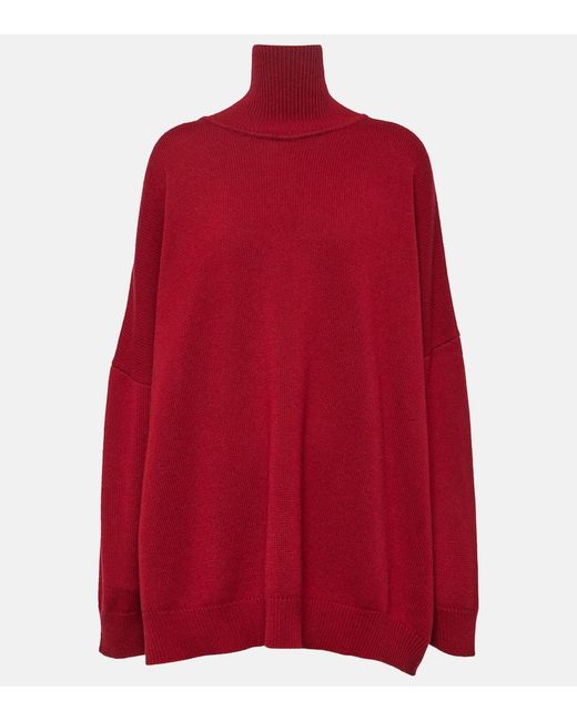 The Row Red Vinicius Cashmere Turtleneck Sweater