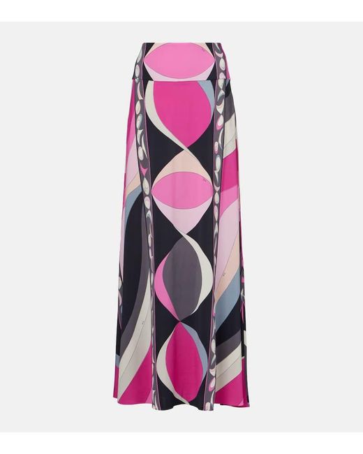 Emilio Pucci Pink Maxirock Marmo Aus Satin