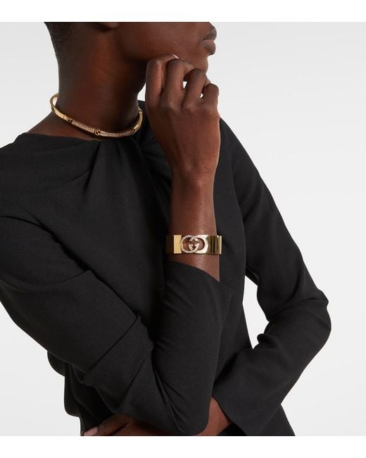 Gucci Metallic Gg Crystal-Embellished Bangle