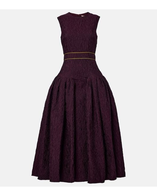 Roksanda Purple Aya Smocked Cloque Midi Dress