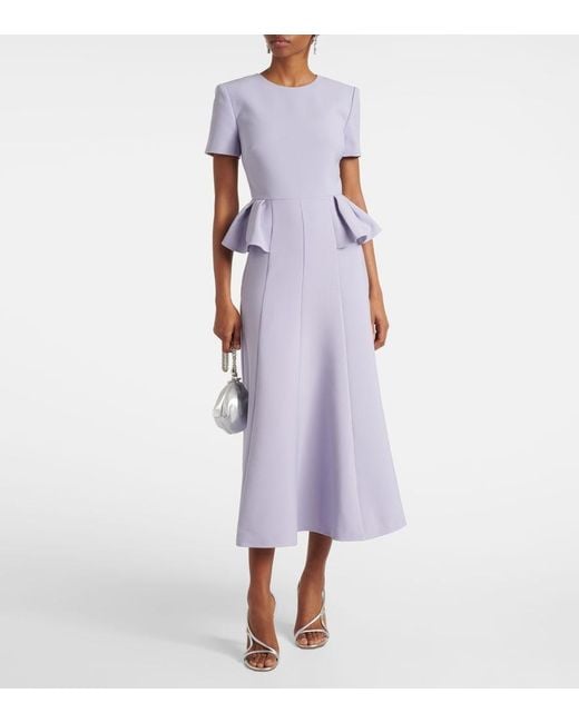 Roland Mouret Purple Peplum Crepe Midi Dress