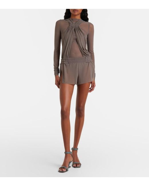 Rick Owens Gray Miami Cutout Sheer Tulle Bodysuit