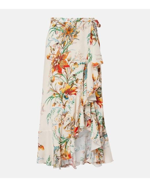 Etro White Floral Wrap Skirt