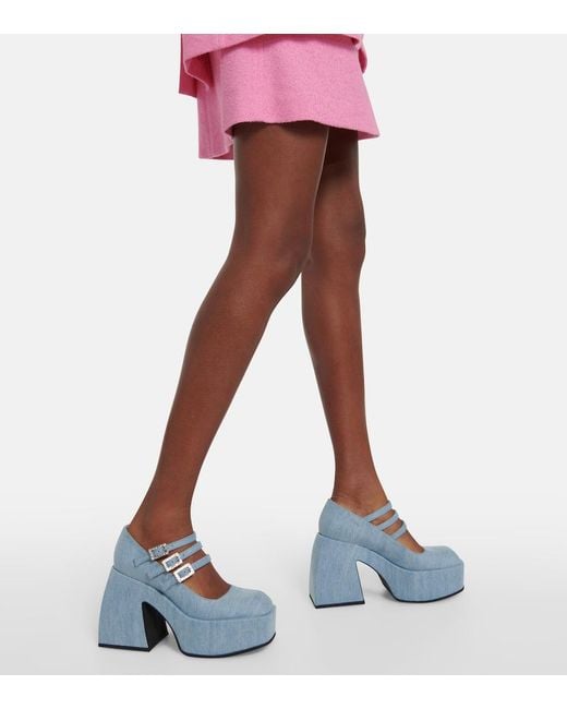 NODALETO Blue Bulla Marietta Denim Platform Pumps