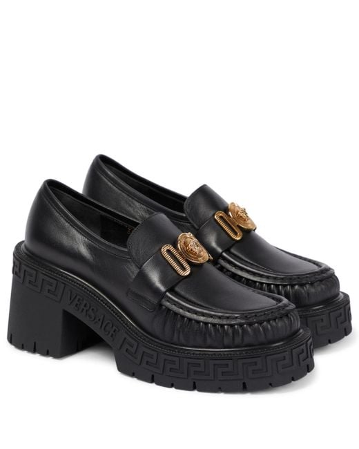 Versace Black Medusa Biggie Leather Loafers