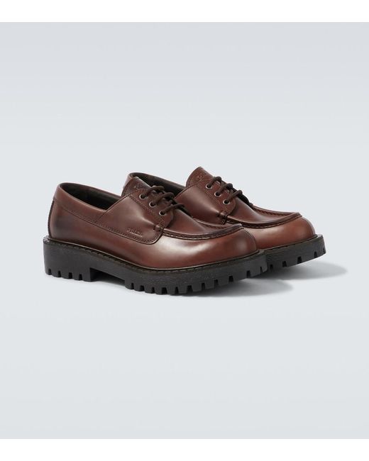 Prada Brown Leather Loafers for men