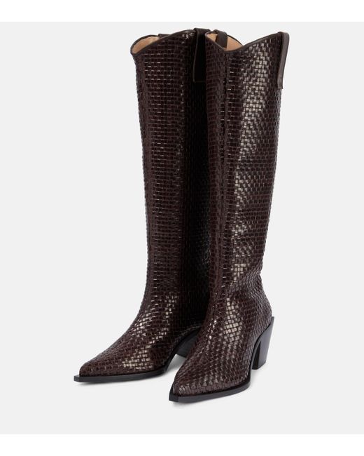 Souliers Martinez Black Sole Telar Leather Knee-high Boots