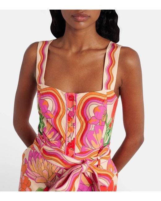 Combi-Short Spring Affair Imprimee En Lin Melange Farm Rio en coloris Red