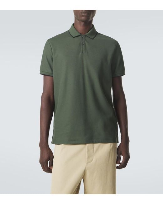Loro Piana Green Brentwood Cotton-Blend Pique Polo Shirt for men