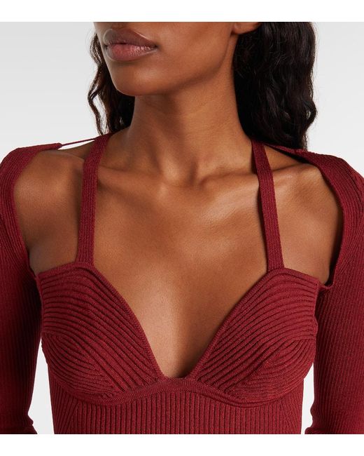 Nensi Dojaka Red Cutout Knitted Minidress