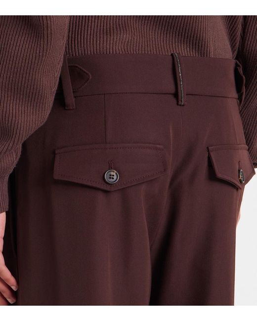 Brunello Cucinelli Brown Gerade Hose Aus Wolle Und Baumwolle