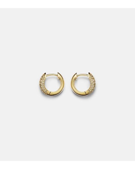 Sydney Evan White Puffy 14Kt Hoop Earrings With Diamonds