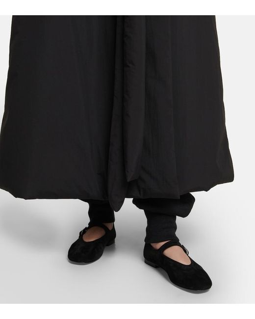 The Row Black Suede Mary Jane Flats