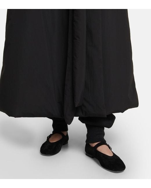 The Row Black Suede Mary Jane Flats
