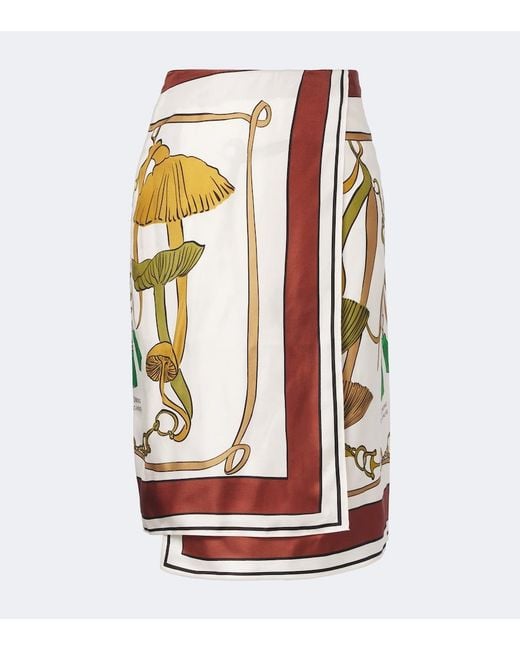 Dorothee Schumacher Red Cosmic Funghi Printed Silk Twill Wrap Skirt