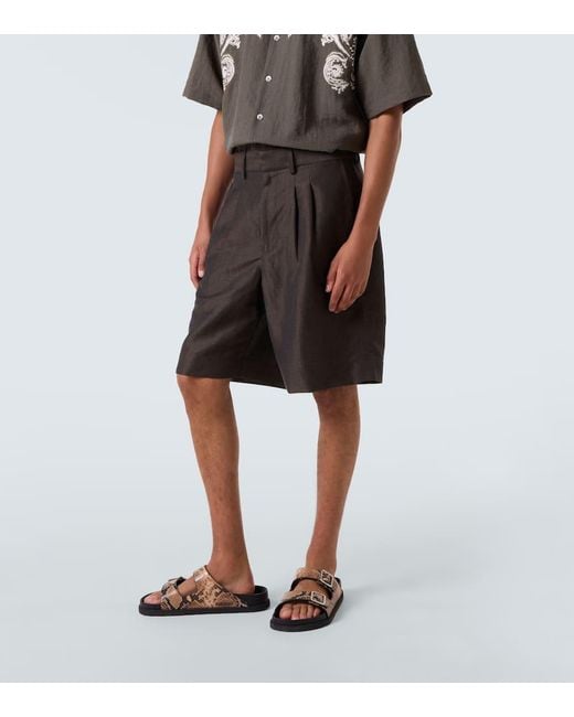 Commas Black Linen And Wool Shorts for men