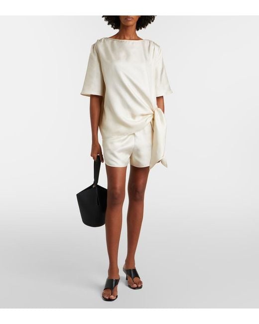 Loulou de Saison White Mano Silk Satin Top