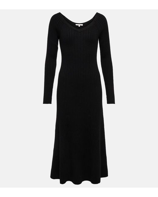Dorothee Schumacher Black Smooth Silhouettes Wool-Blend Midi Dress