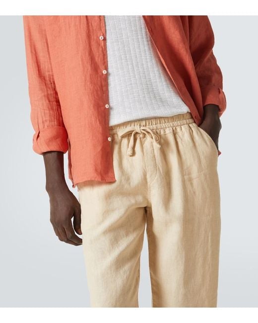 Fedeli Natural Linen Straight Pants for men