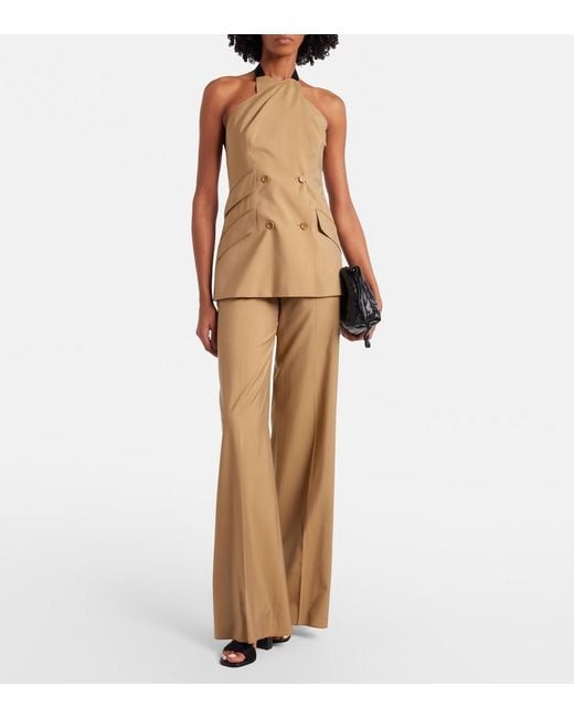 Max Mara Natural Nuraghe Halterneck Wool And Silk Vest