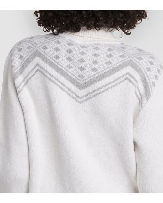 Jet Set Gray Wool Intarsia Turtleneck Sweater