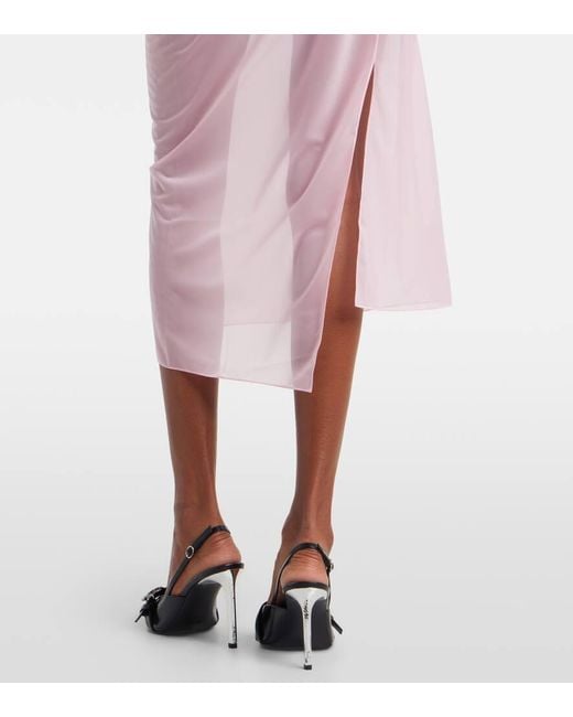 Courreges Pink Draped Sheer Jersey Crepe Midi Dress
