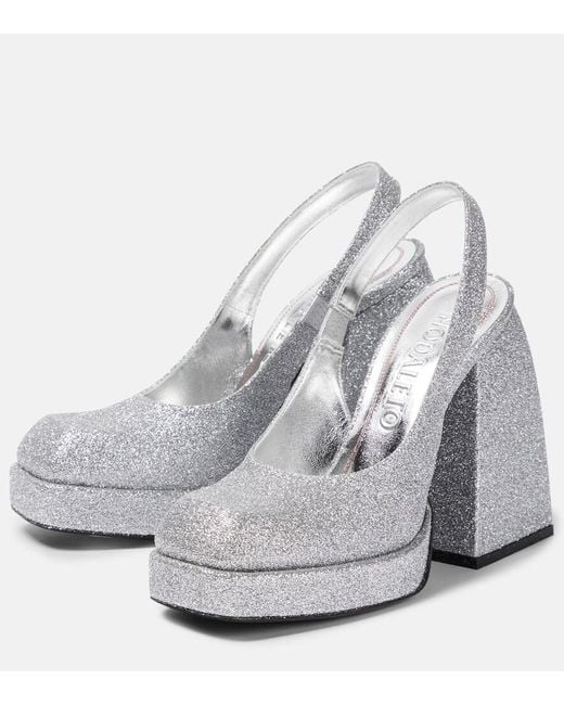 NODALETO White Bulla Jill Glitter Platform Pumps