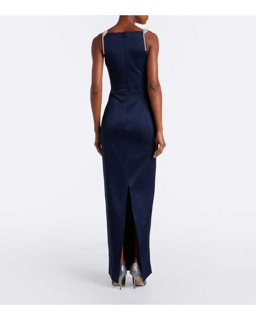 Rachel Gilbert Blue Oryx Embellished Crepe Gown