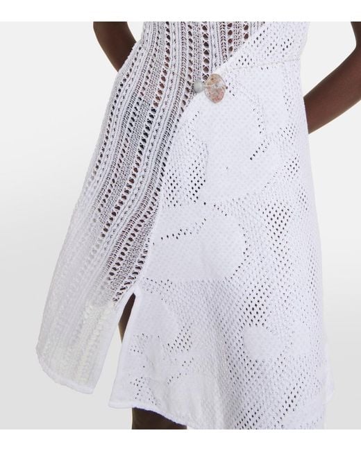 Roberta Einer White Sleek Halterneck Knit Minidress