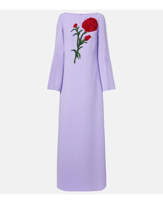 Carolina Herrera Purple Sequined Crepe Gown